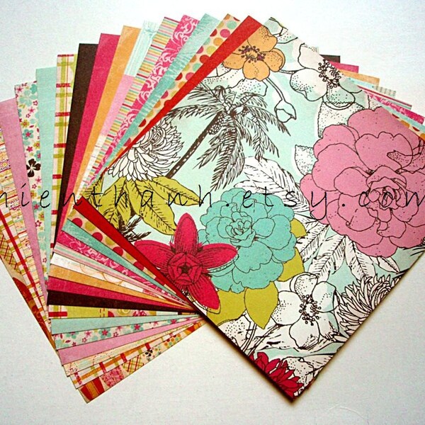 fancy pants designs papers pack - SUMMER SOUL collection - set of 18 - 1 side cardstock - 6x6