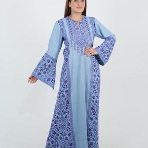 Authentic Palestinian Embroidery Thobe dress - Blue