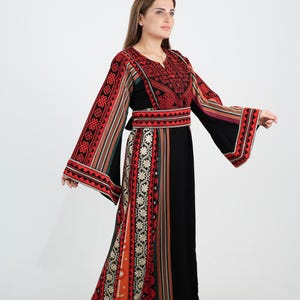 Authentic Palestinian Embroidery Thobe dress - Black and Red