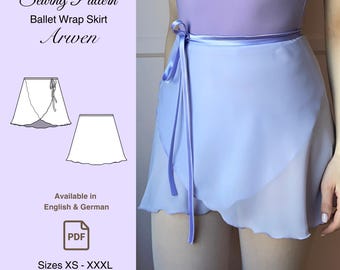 Patrón de costura de falda cruzada de ballet en PDF Tallas XS - XXL