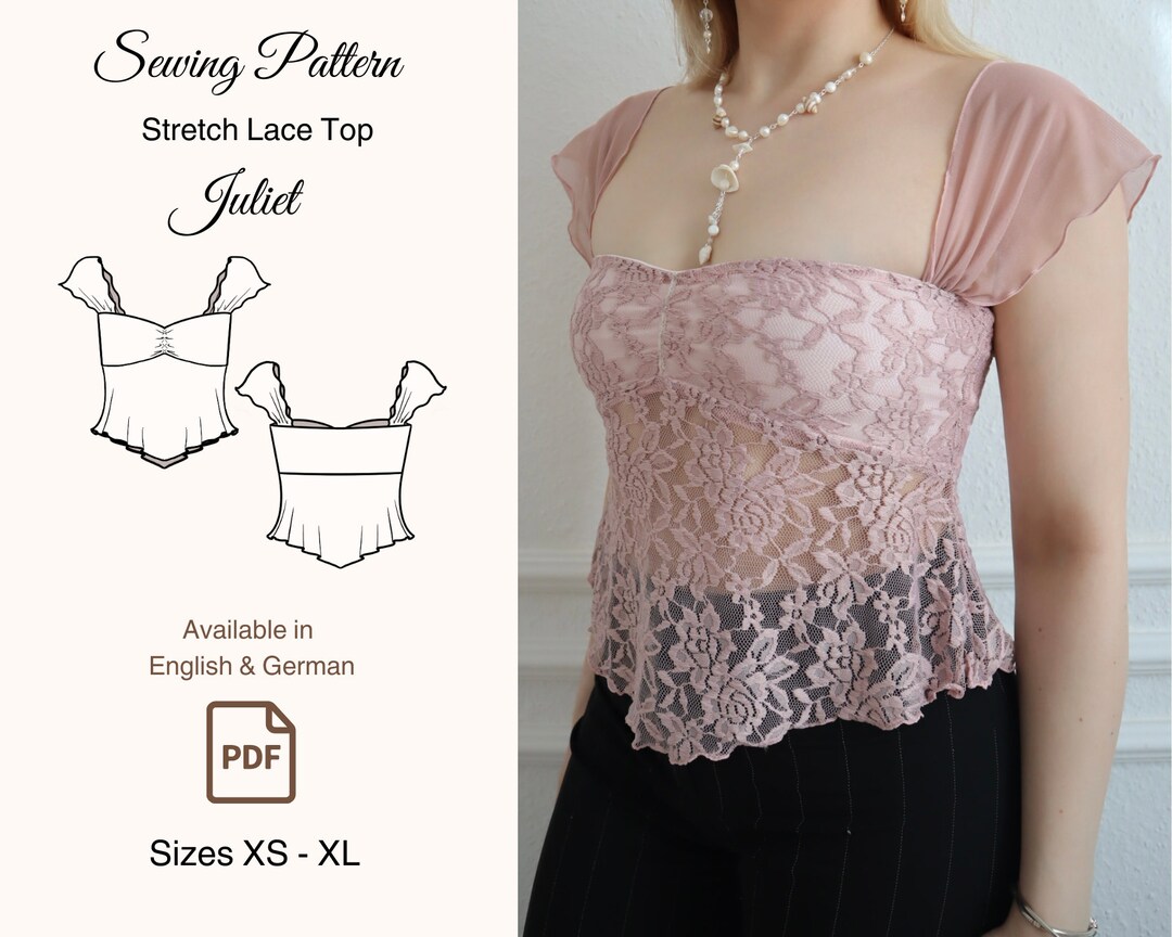 Elastic Lace Top Sewing Pattern PDF Size XS-XL - Etsy Elastic Lace Top Sewing Pattern PDF Size XS-XL - Etsy