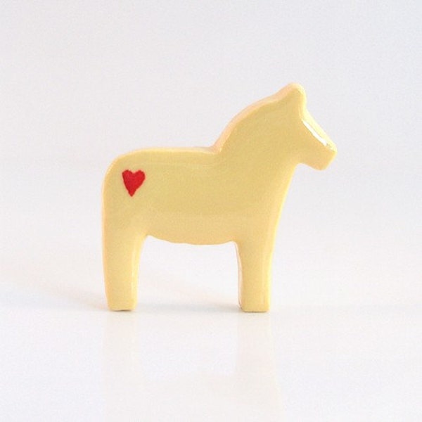 Yellow Dala Horse Figurine with Hearts