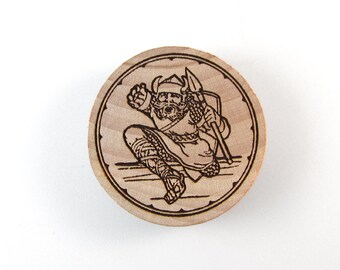 Norse Viking Laser Burned Wooden Magnet