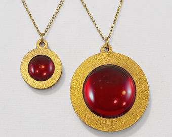 Red and Gold Sparkly Pendant and Necklace With Inscription