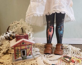 Limited Edition - Mid Century Modeern Christmas Doll Socks for Blythe, Pullip, Monster High, Azone, Barbie, Rainbow High
