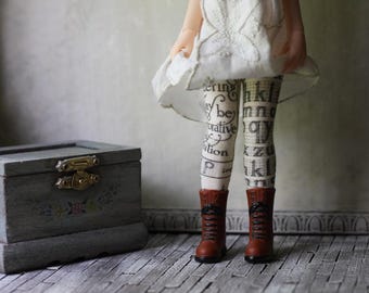 Typography Doll Socks for Blythe, Pure Neemo S, Pullip, 11.5" 12" High Fashion Dolls