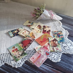 Cartoline antiche di San Valentino in scala 1:6 - Set da 14 - per Blythe, Pullip, bambole di alta moda da 11,5" e 12" e altre bambole Playscale