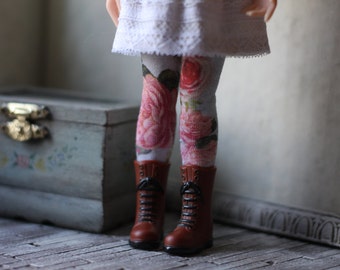 Rose Garden Doll Socks for Blythe, Pure Neemo S, Pullip, 11.5" 12" High Fashion Dolls