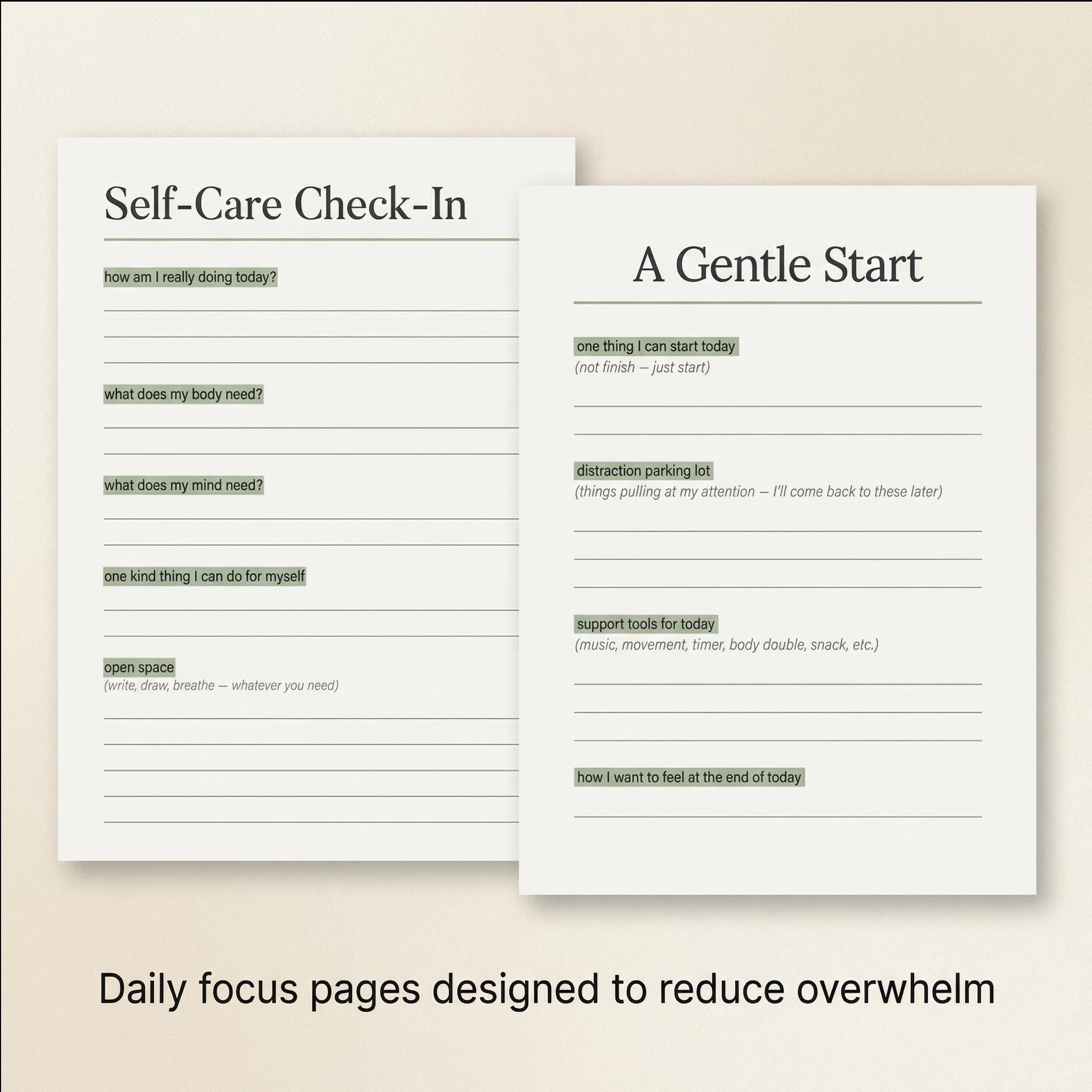 Simple ADHD Planner Printable PDF, Low Pressure Daily and Weekly ...