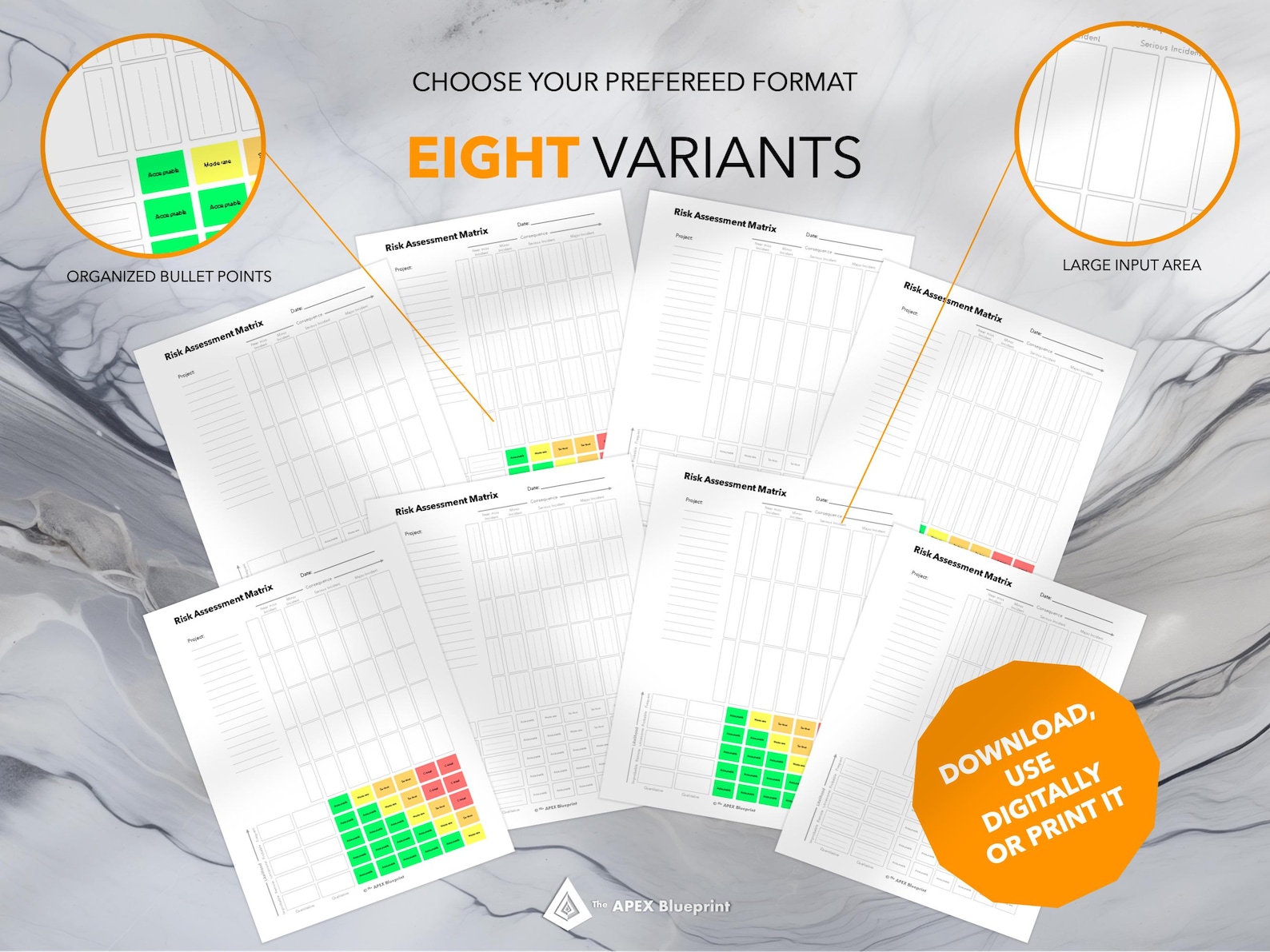 Risk Assessment Matrix: Printable & Fillable PDF Template - Etsy
