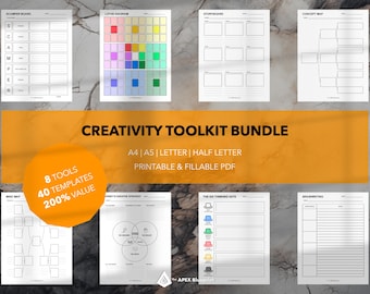 Ideenentwicklungs-Toolkit: 8 druckbare Kreativwerkzeuge, 40 Vorlage (digital ausfüllbar oder druckbares PDF)