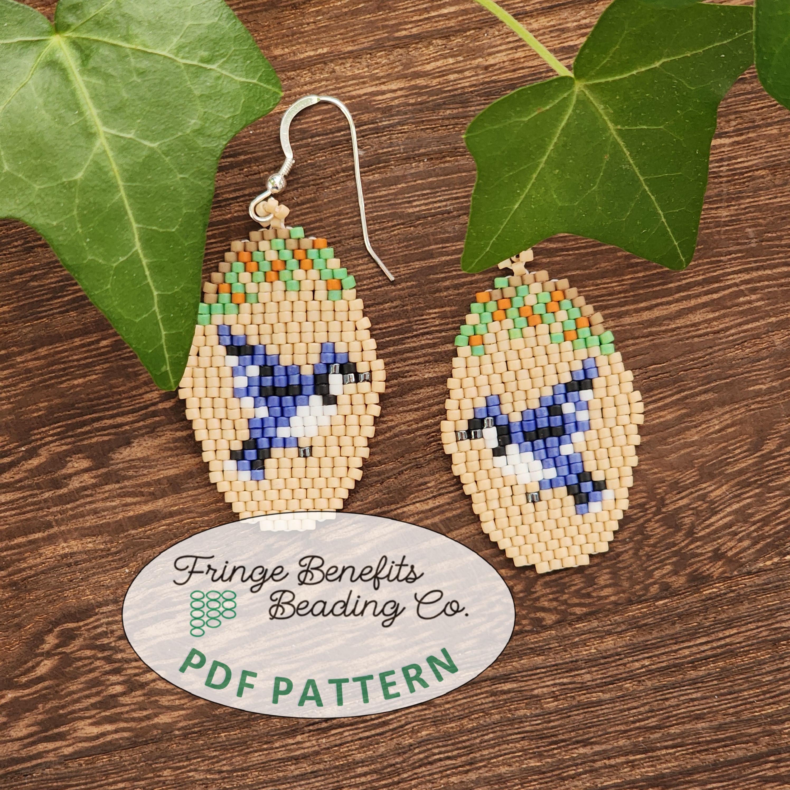 Blue Jay Fly Pattern PDF BEADING PATTERN - Blue Jay in Flight Beaded Oval Earrings Pattern ...