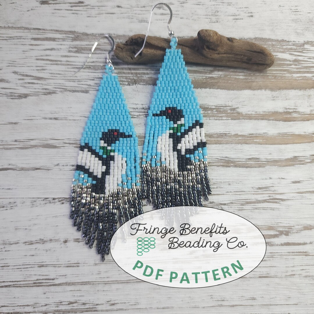 Common Loon Beading Pattern PDF – Brick Stitch Bird Fringe Earring ...