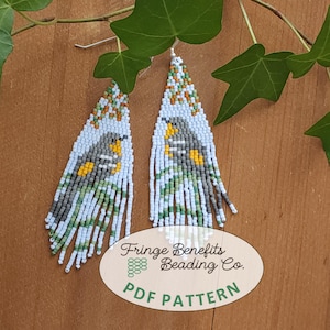 Yellow-rumped Warbler Beading Pattern PDF – Brick Stitch Bird Fringe Earring Pattern
