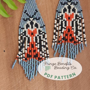 PDF BEADING PATTERN - Virgin Tiger Moth Fringe Earrings Pattern