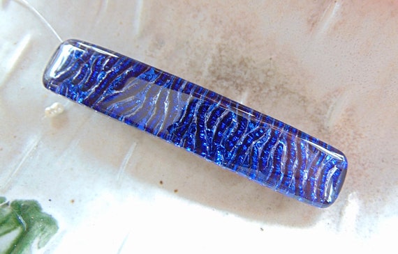 Fused glass blue silver barrettes with dicrotic glass sparkle! Dichroic Glass Barrettes - XS 1 main image 4