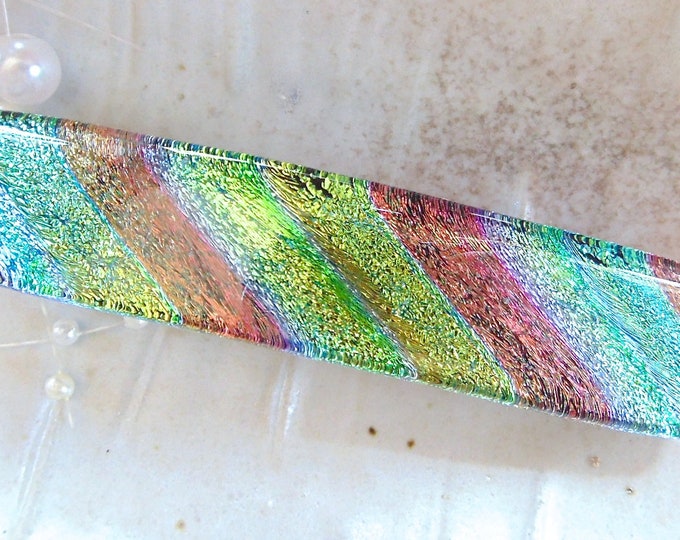 Medium Dichroic Glass Barrette French Made Barrette Clip Etsy