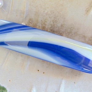 Medium Glass Barrette, Blue, Yellow, White, French Made Barrette Clip, B5