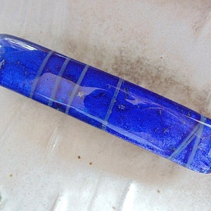 Medium Fused Dichroic Glass Barrette, Blue, Purple, Barrette, French Made Barrette Clip, BC, B1