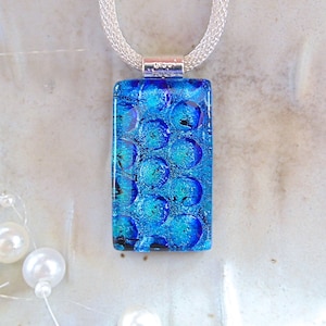 Teal Necklace, Blue, Green, Dichroic Glass Pendant, Fused Glass Jewelry, Necklace Included, A7