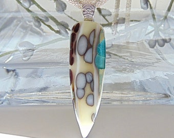 Fused Glass Pendant, Organic, Fused Glass Jewelry, Reactive Glass, Pebble Effect, Stone Like Look, Includes Necklace, A13