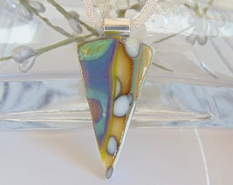 Fused Glass Pendant, Organic, Fused Glass Jewelry, Reactive Glass, One of a Kind, Pebble Effect, Stone Like Look, Necklace, A3