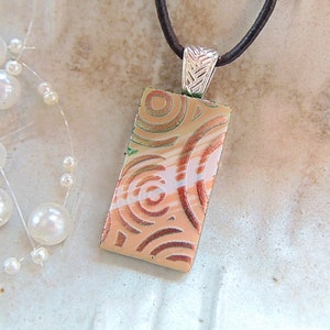 Copper Necklace, Green, Dichroic Pendant, Glass Jewelry, Necklace Included, A7 image 2