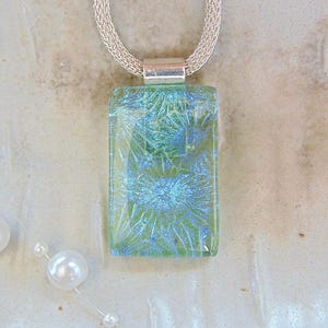 Green Necklace, Blue, Dichroic Necklace, Dichroic Glass Pendant, Fused Glass Jewelry, Necklace Included, A3