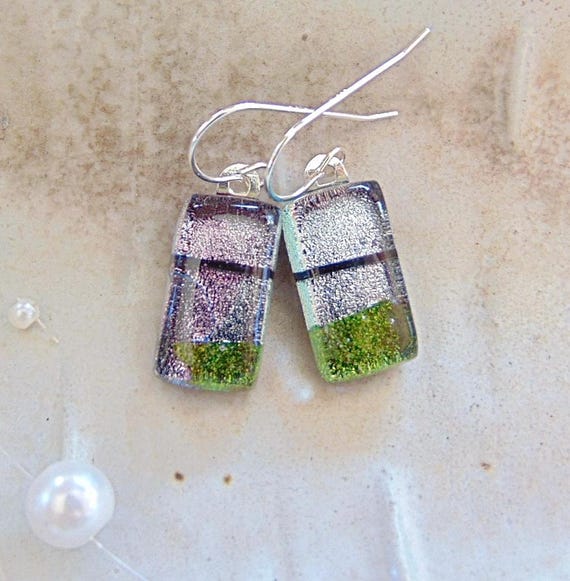 Boucles D'oreilles Verre Vert Argenté Sans Nickel BO43 - Neuf Sans Emballage