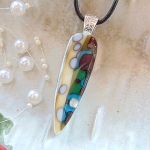 Fused Glass Pendant, Organic, Fused Glass Jewelry, Reactive Glass, Pebble Effect, Stone Like Look, Includes Necklace, A3 image 2