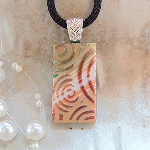 Copper Necklace, Green, Dichroic Pendant, Glass Jewelry, Necklace Included, A7 image 4