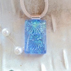 Blue Necklace, Green, Dichroic Necklace, Dichroic Glass Pendant, Fused Glass Jewelry, Necklace Included, A16