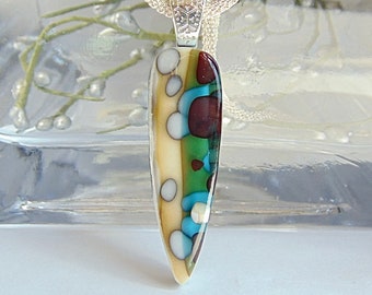 Fused Glass Pendant, Organic, Fused Glass Jewelry, Reactive Glass, Pebble Effect, Stone Like Look, Includes Necklace, A3