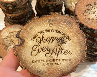 Wood coasters - Wedding favors - Wedding Favors for Guests in Bulk - Wedding decoration - Personalized Wedding Favors - Wedding Coasters Set