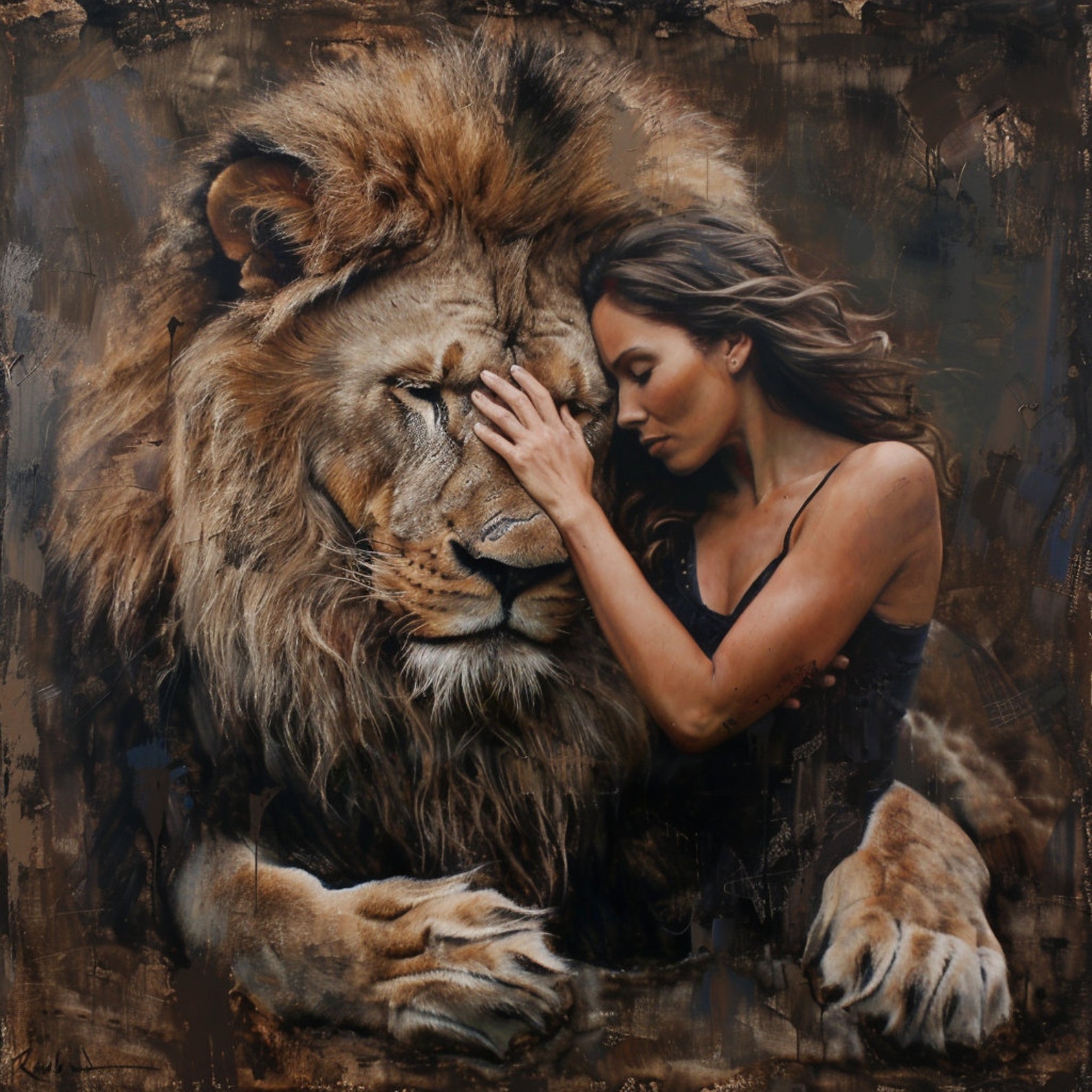 Painting Of A Woman And A Lion A Gift A Beautiful Painting For The painting-of-a-woman-and-a-lion-a-gift-a-beautiful-painting-for-the