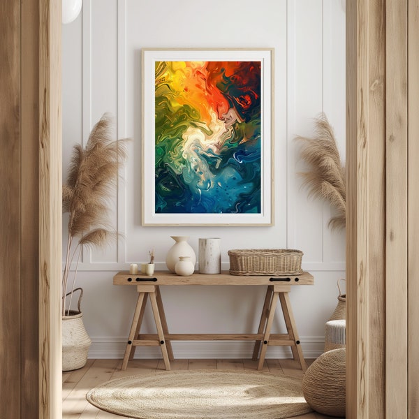Abstract Art Download - Instant Digital Print, Modern Abstract Painting, Printable Wall Art, Home Decor, Colorful Abstract Artwork, PDF/JPG