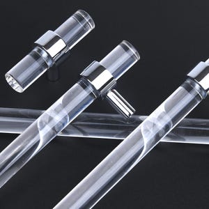Clear Lucite Cabinet Handle, Chrome Drawer Pull, Acrylic Cabinet Hardware