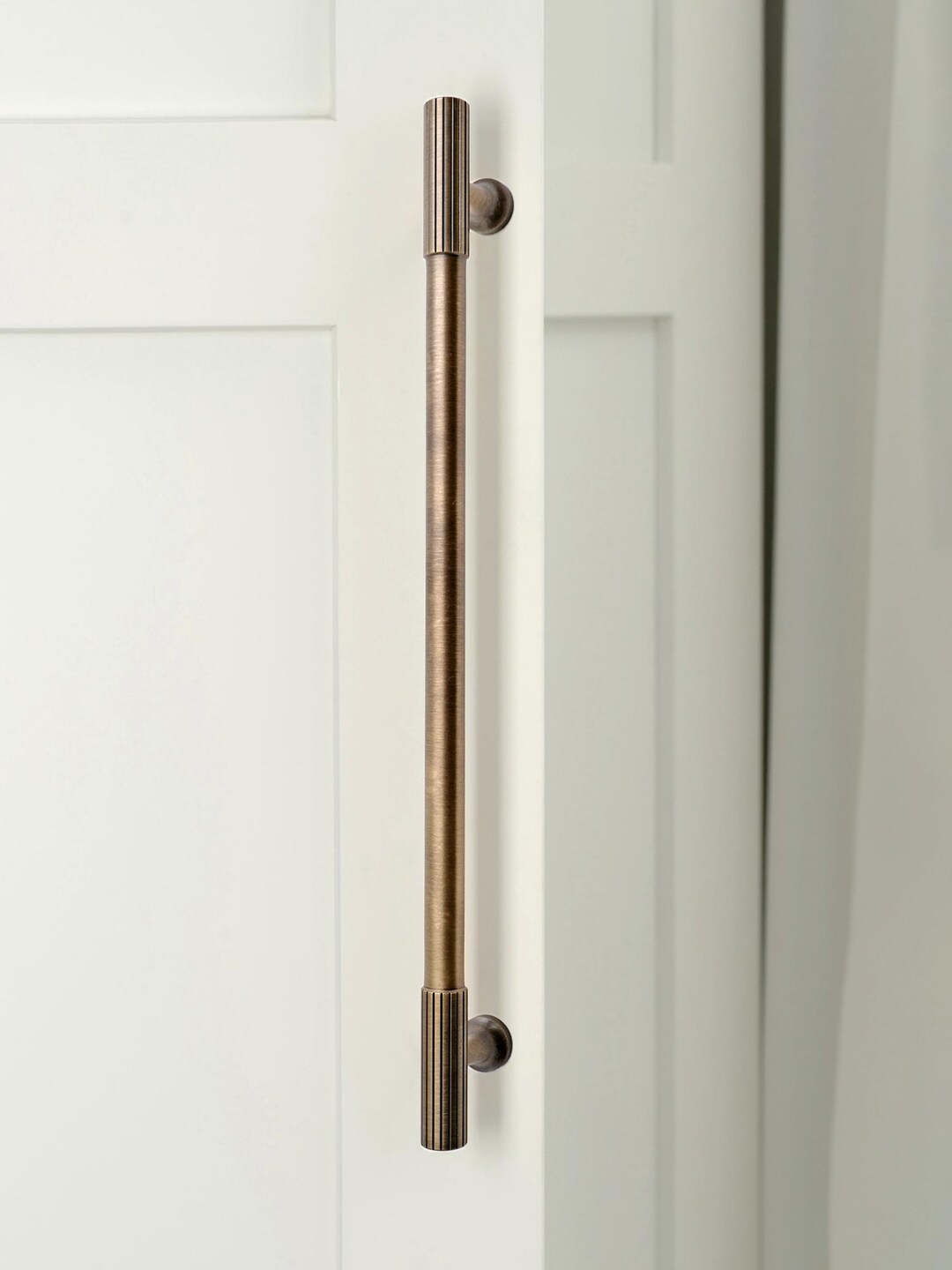 Aged Brass Cabinet Pulls: Linear Design, Solid Brass Kitchen Hardware ...
