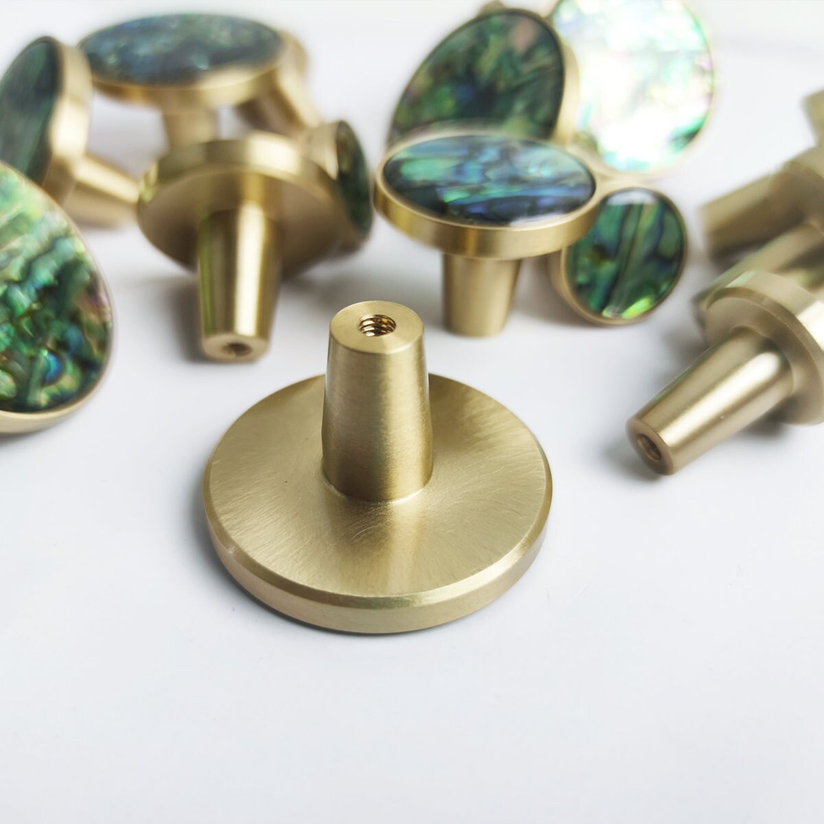 Abalone Shell Dresser Knobs: Brass Cabinet Hardware, Nautical Decor - Etsy