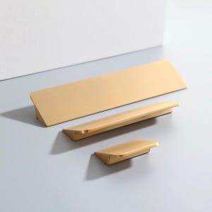 Solid Brass Finger Pulls, Drawer Pulls, Modern Cabinet Pulls Minimalist, Burshed Gold Kitchen Handles, Contemporary Kitchen Cabinet Hardware