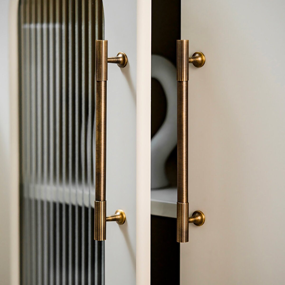 Linear Aged Brass Knobs and Pulls for Cabinet Doors Solid Brass ...