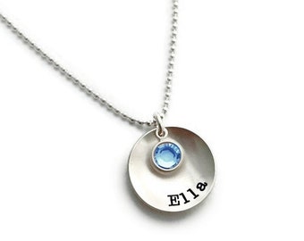 Sterling Silver Personalized Mommy Necklace with Crystal Birthstone