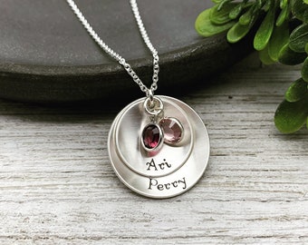 Personalized Sterling Silver Mother's Necklace with Birthstones