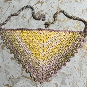 hand crochet, headscarf, bandana, cottagecore, alternative crochet, boho, festival