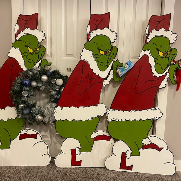 The Grinch Christmas Wood Cutout (Max and CindyLou Available) Inside Outside Sealed