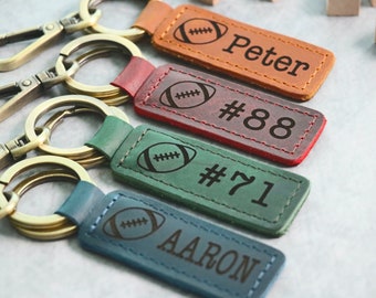 Football Keychain, Personalized Football Keychain, Football Lover Gift, Football Player Christmas Gift