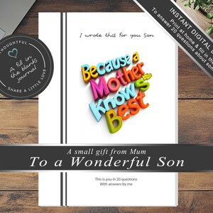 An meinen Sohn sinnvolle Einzigartige Geburtstagsgeschenkidee von Mama nachdenkliches sentimentales personalisiertes Geschenk mit Zitaten für Ihren Sohn