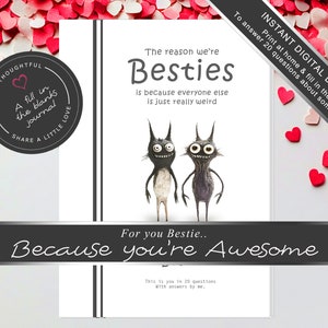 Bonita y divertida idea de regalo para mejor amigo para cumpleaños o cualquier ocasión, con citas reflexivas, un regalo imprimible para mensajes de recuerdos y amor.
