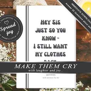 Regalos sentimentales para hermana definición hermana Cita increíble regalo de cumpleaños para hermana hecho a mano imprimible personalizado complete las respuestas