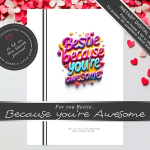Super Bestie beste Freundin Geschenkidee für Geburtstage & emotionale Unterstützung mit nachdenklichen Zitaten druckbares Geschenk für Erinnerungen Nachrichten und Liebe
